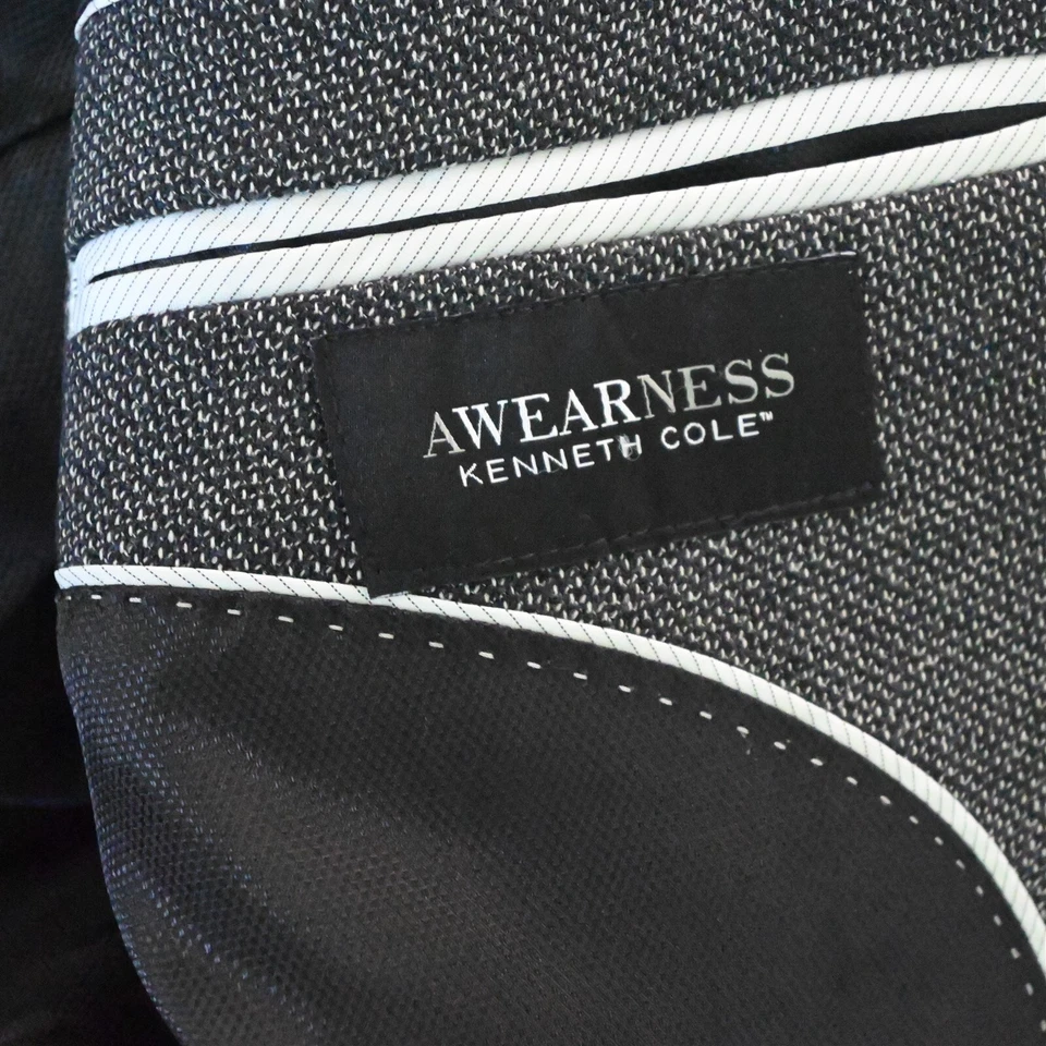 Kenneth Cole 40S Gris Ojo de Pájaro Lana Elastizada Para Hombres Blazer Traje Chaqueta Abrigo Deportivo Foto 4 de 4