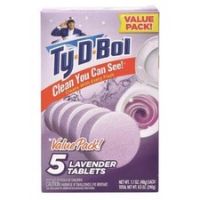 Ty-D-Bol Lavender Toilet Bowl Cleaner 5 Count Tablet Value Pack MADE in the USA