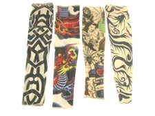 Set of 4 NYLON TATTOO SLEEVES tribal  inked Halloween Costume Biker Punk Rocker