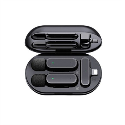 Dual Wireless Lavalier Microphones with Charging Box Noise Reduction