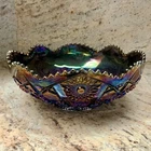Vintage Imperial Carnival Glass 10" Bowl Dark Amethyst Purple Iridescent