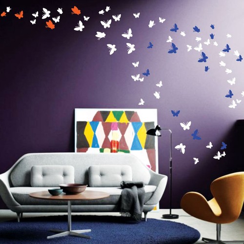 Upto 48 Butterfly Art Wall stickers 21 Colours choice 3 Sizes 2 Different Shape