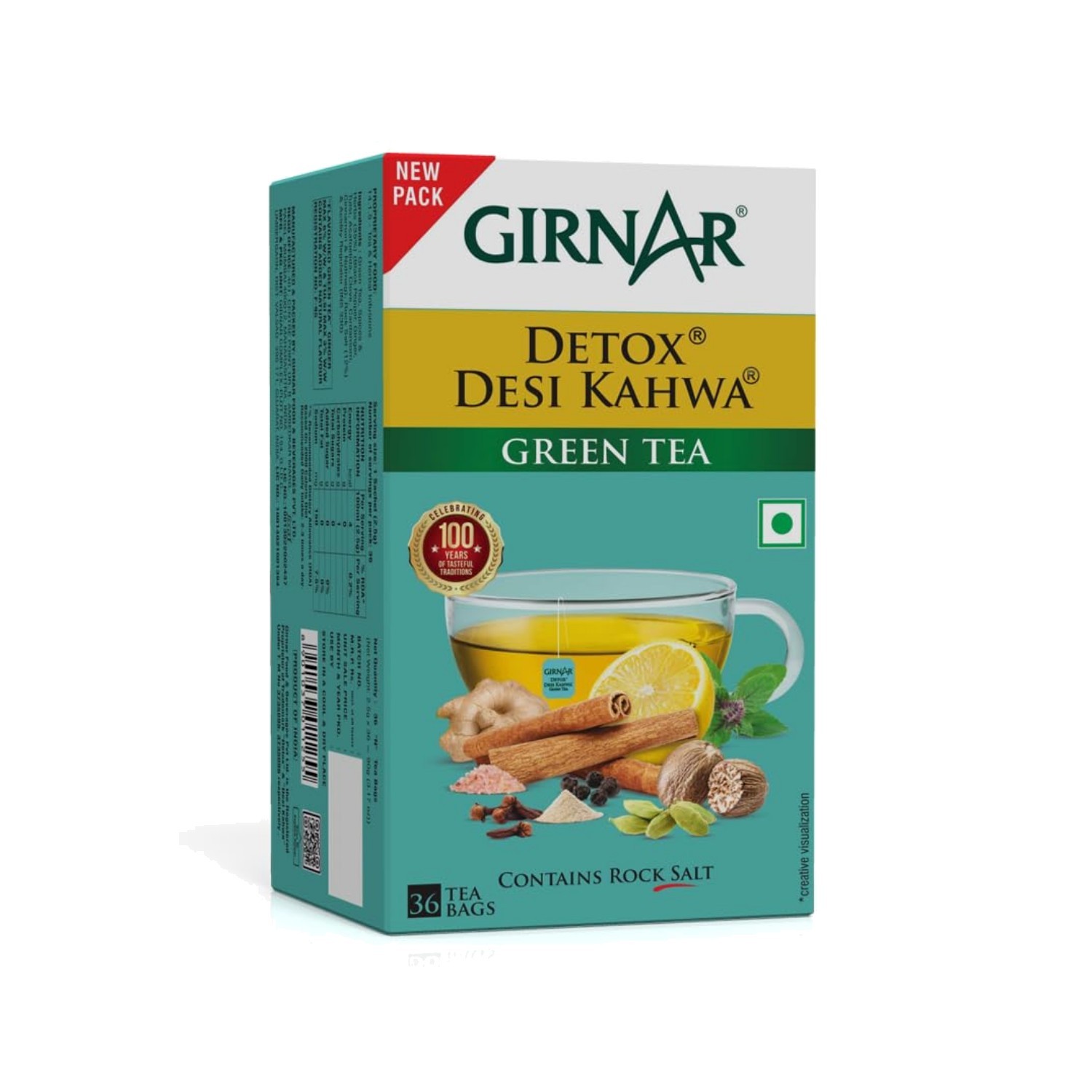 Detox Green Tea, 36 Foil Wrapped Bags - Natural Immune Suppo
