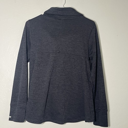 Champion Duo Dry Sweatshirt Women Size Large Gray Asymmetrical Zipper Thumb Hole - Picture 7 of 10