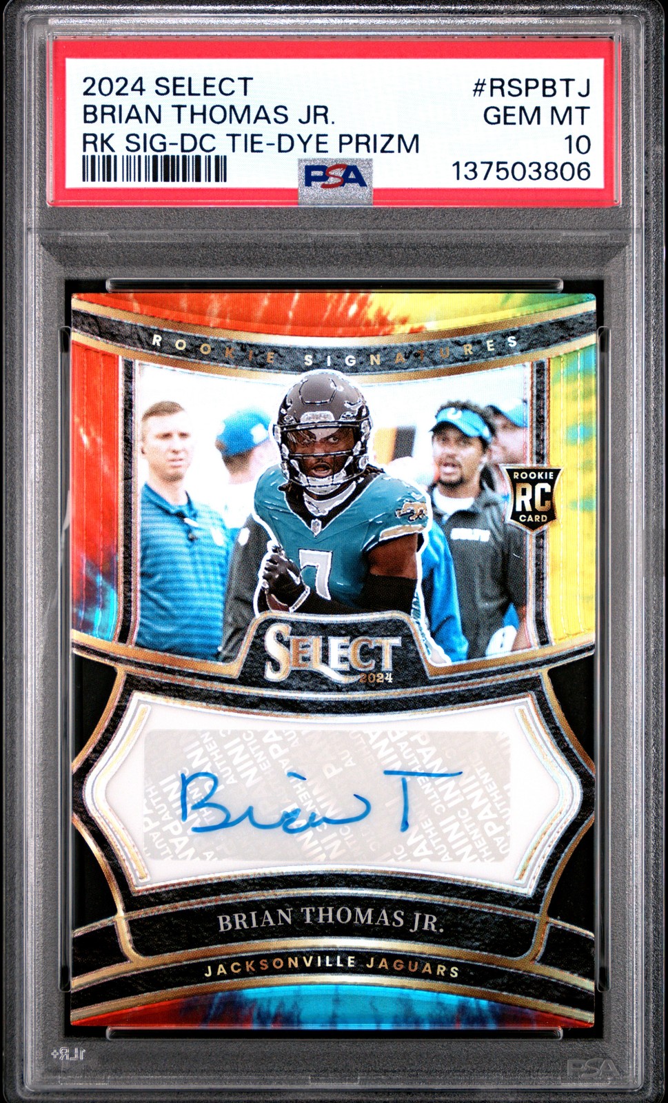 Brian Thomas Panini Select Rookie Signatures #RSPBTJ Tie Dye