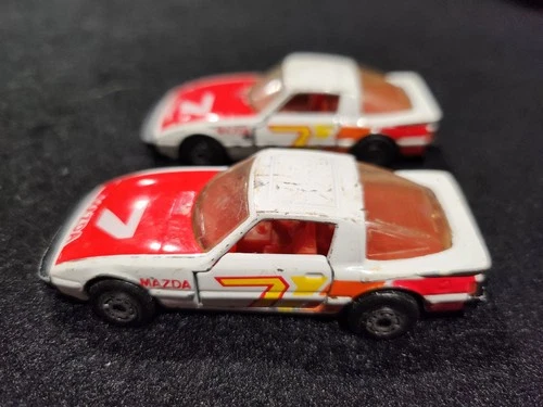 Pair of Vintage Matchbox White Mazda RX7 Diecast 1:56 Macau Base 1982
