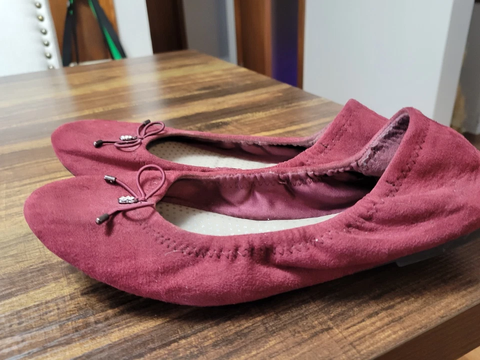 💚  Microfiber Suede Balarina Flats By Faded Glory Sz 10. Excellent Condtn  - Image 4 of 4