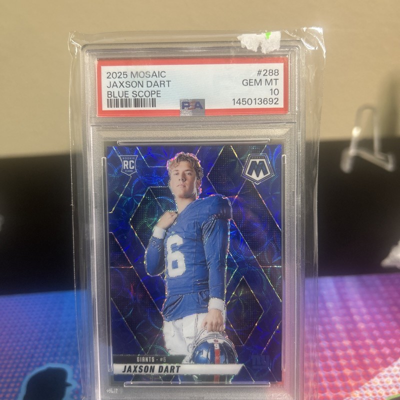 2025 Panini Mosaic Blue Scope Prizm #288 Jaxson Dart RC PSA 10