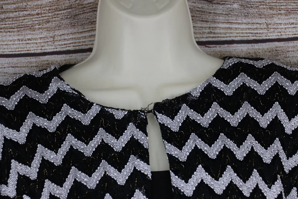 Womens Size XL Pullover Sleeveless Midi Dress w/ Striped Print Jacket Black - Image 2 of 4