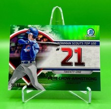 2023 Bowman Pete Crow-Armstrong Bowman Scouts’ Top 100 Chrome Green Refractor/99