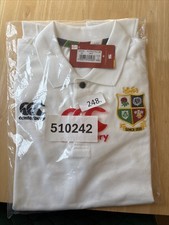 Image of Canterbury Men's Small White Pique Polo Shirt British and Irish Lions 2025