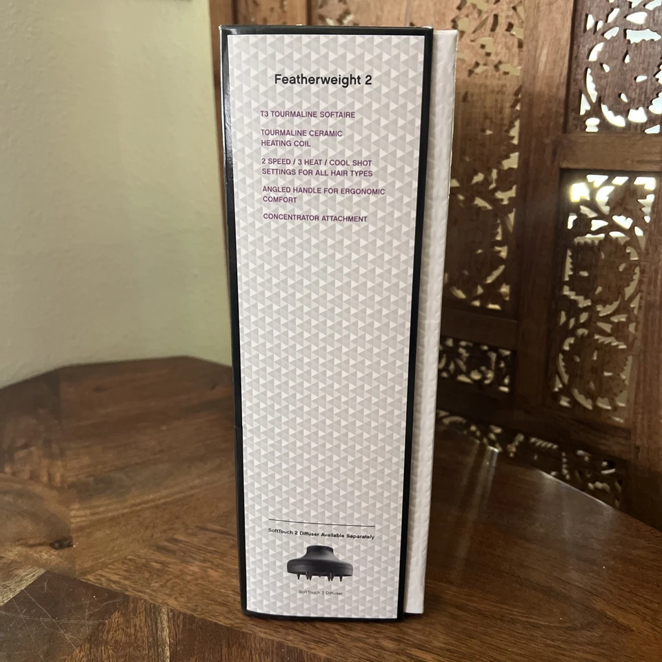 Secador de pelo profesional T3 Featherweight 2 bobina de cerámica negra NUEVO en caja Foto 2 de 4