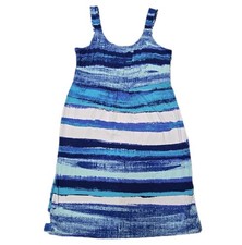 Midi Dress Blue Stripe Large Sundress Beachcore Summer Nautical CoastalWestern 