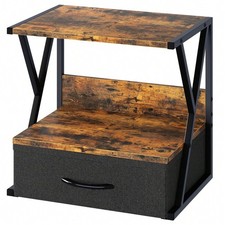 Desktop Printer Stand Storage Drawer White Desk Organizer Scanner Shelf