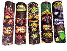 SET OF 5 20" TIKI MASK HAWAIIAN WALL ART ISLAND HOME DECOR BAR TROPICAL