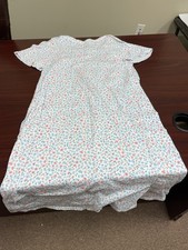Aria nightgown small s gown cotton blend knit white Pink floral Pit 18 40L Euc