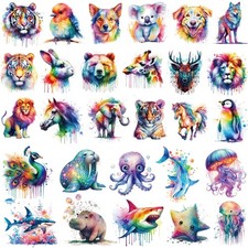 Tazimi 125 PCS Watercolor Animals Temporary Tattoo Stickers Small, Colorful