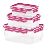Emsa Clip&Close 515584 Transp./Raspberry 3pc Container