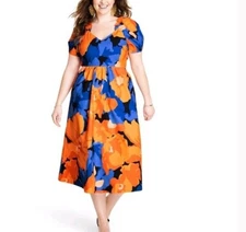 Tabitha Brown x Target Floral Print Puff Sleeve Tie-Back Midi-Dress