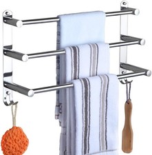 Adjustable Towel Rail 3-Tier Bath Towel Rack SUS 304 Stainless Steel Towel Shelv
