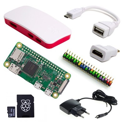 Raspberry Pi Zero W + Gehäuse,Netzteil, Speicherkarte,Adapter/Kabel,Stiftleisten