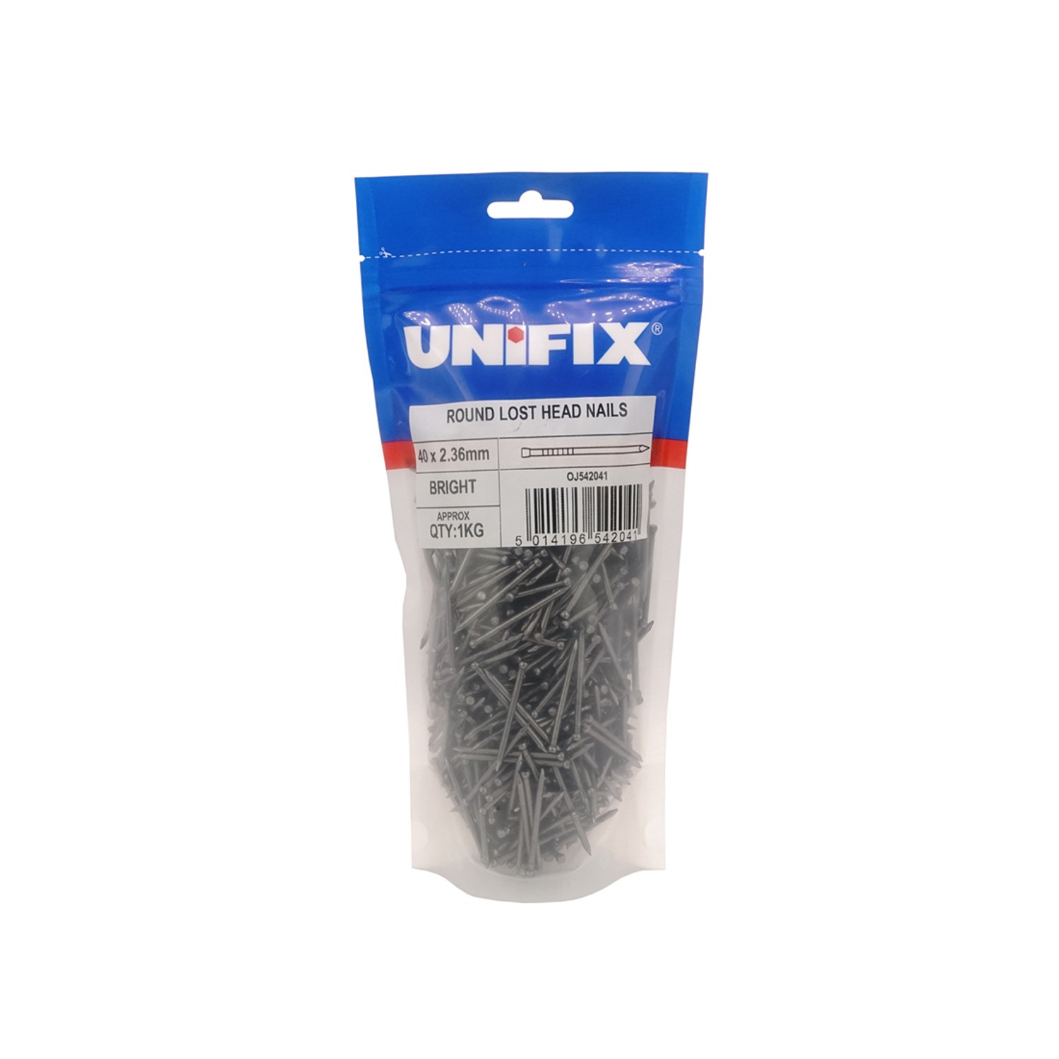 Unifix Bright Round Lost Head Nails 65 x 3.35mm - POU9LHRWN/015 - Box of 5