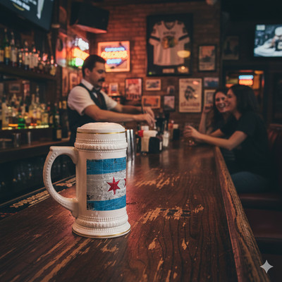 Chicago Flag Beer Stein Mug | Downtown Grid Display | St Patrick's Day 2026