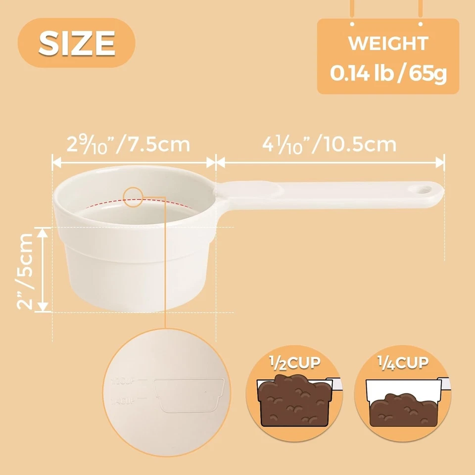 Cucharada de comida para perros de 1/2 taza - Taza medidora ergonómica de melamina, apta para lavavajillas Foto 4 de 4