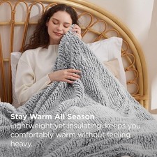Image of Bedsure Fleece Sherpa Throw Blanket – Super Soft, Cozy & Warm | Grey 130x150cm
