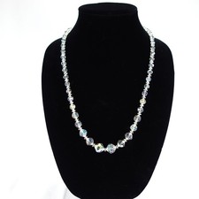 Vintage Aurora Borealis Faceted Graduated Size Crystal Bead Necklace