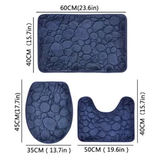3PCS Set Bathroom Bath Mat Soft Non-slip Rugs