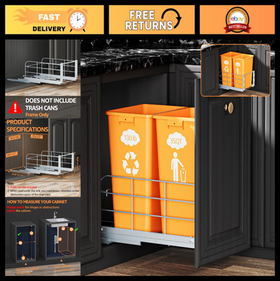 Heavy Duty Double Pull Out Trash Can Under Cabinet - Soft Close Slides, 130LB Ca