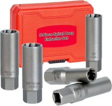 5PCS Deep Bolt Extractor Kit, Easy Out Spark Plug Extractor Socket Set, Ez Ou...