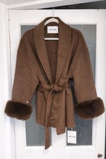 Katch Me Brown Wrap Coat with detachable Faux Fur Coat