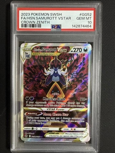 2023 Pokemon Crown Zenith # GG52 Full Art Hisuian Samurott VSTAR PSA 10 GEM MINT