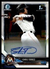 2018 Bowman Chrome Prospects Autographs Chris Torres Auto Miami Marlins #BCPA-CT