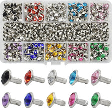 400Sets 7Mm Rhinestone Rivets 10 Colors Cz Crystal Rivets Studs Rapid Rivets Sui