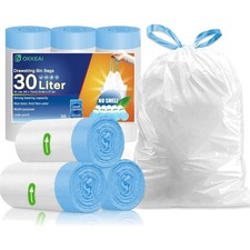 Tear-Resistant Bin Liners 30L Pack 30 White Kitchen Abfallbeutel
