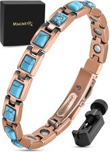 MagnetRX Women's Ultra Strength Copper Magnetic Bracelet Classic Turquoise