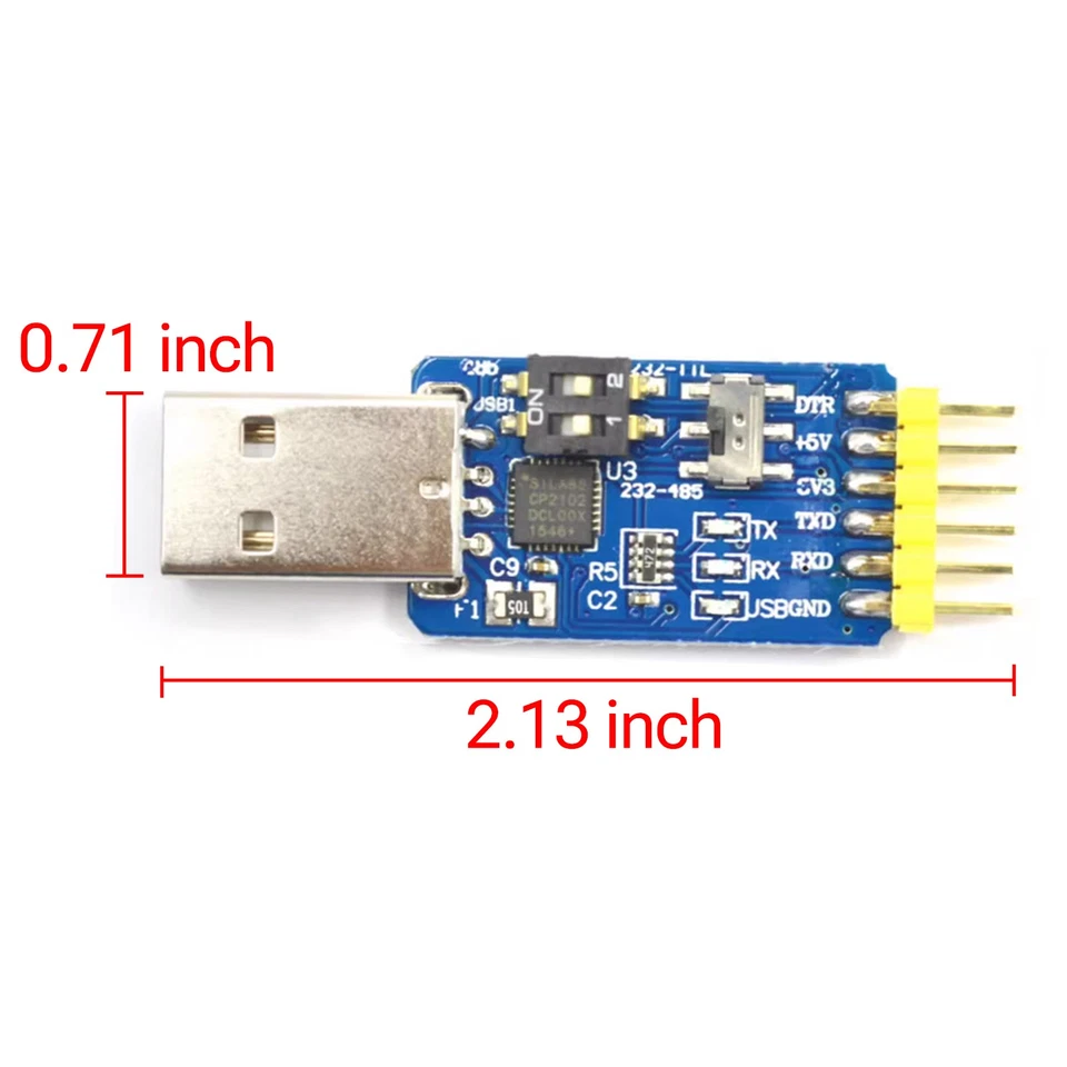 USB to UART 6in1 CP2102 Module -TTL/RS485/RS232 Serial Converter Self - Healing - Image 3 of 4