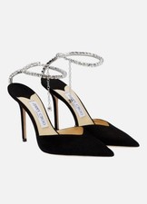 Jimmy Choo Saeda 100 suede Crystal pumps In Black Size EU 37.