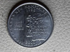 * 2000d NEW HAMPSHIRE QUARTER DOLLAR  COIN TONED UNCIRCULATED CONDITION #VDH75