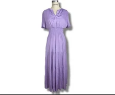Joie Cottagecore Maxi Dress  Size M Lilac Tiered Peasant Boho Fairy Cottagecore