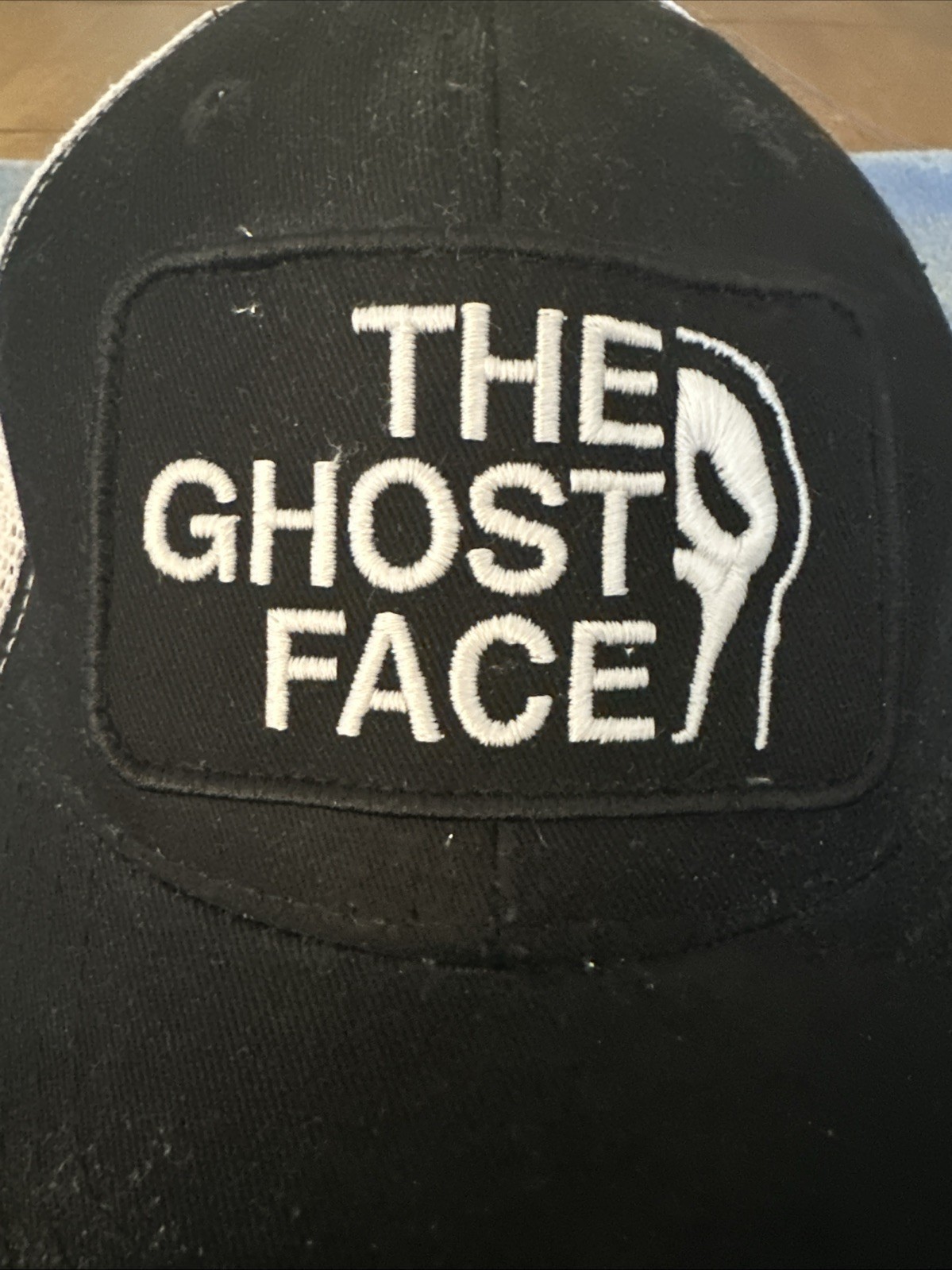 The Ghost Face Baseball SnapBack Hat Black White … - image 2