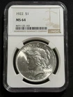 1922 PEACE SILVER DOLLAR MS64 NGC - Stunning Coin