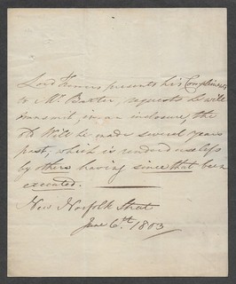 Robert Shirley 7th Earl Ferrers (1756 1827) autograph letter