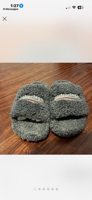 Balenciaga Furry Logo Slides Black | Political Campaign  display picture 3