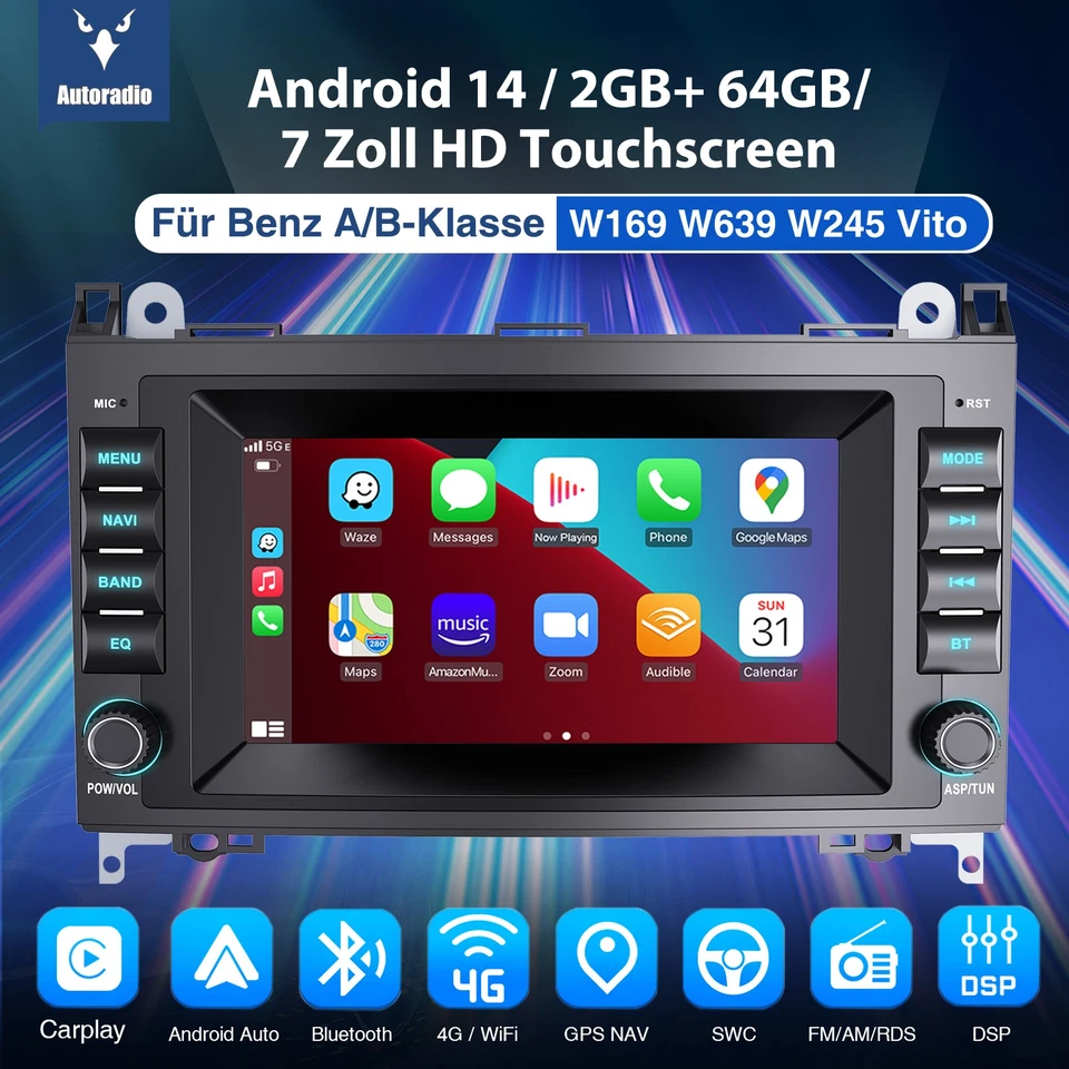 64G Für VW Crafter 2006-2016 Android 15 Autoradio GPS Navi Apple Carplay WIFI FM - Bild 3 von 4