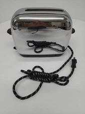 Toastmaster 1A5 / 1 Slice Chrome & Bakelite Automatic Pop Up Toaster / Has Dent