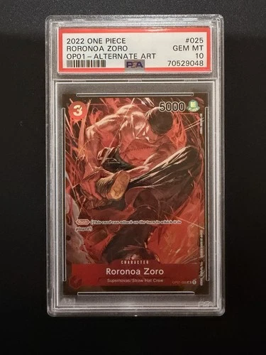 OP01-025 Roronoa Zoro Romance Dawn Alternate Art PSA 10 (Holo Wheel)